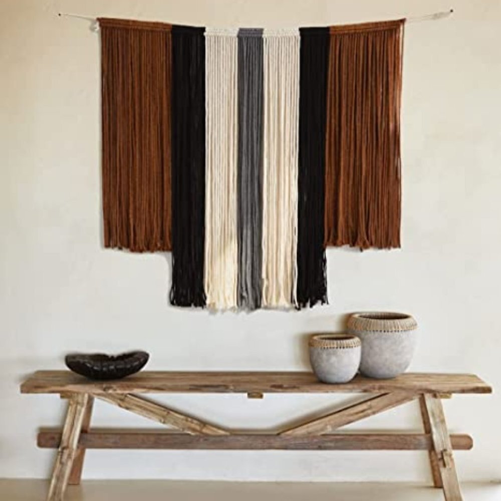 Macrame Yarn Fiber Bohemian Boho Home Wall Decor Hanging NEW - Picture 1 of 4